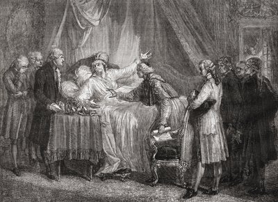 Der Tod des Comte de Mirabeau (1749-91) im Jahr 1791 von French School